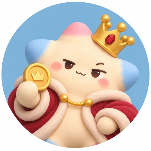 Agent Heir holding one gold coin like it is the first of many